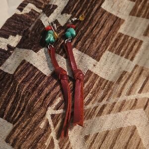 Handcrafted Leather and Bead Earrings